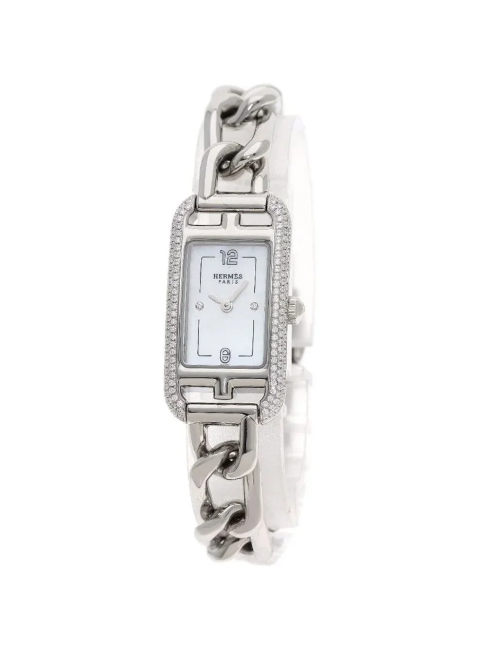 Hermes Nantucket Diamond Watch SS